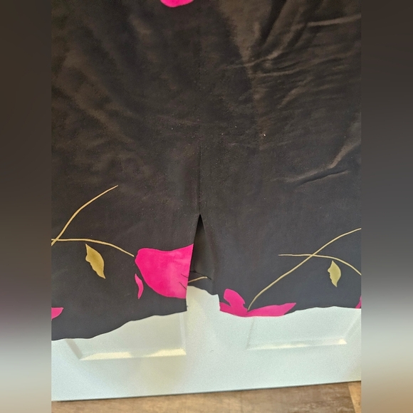 Coldwater Creek 100% Silk Black Floral Sleeveless Dress Size 6 Midi Lined - Picture 6 of 9